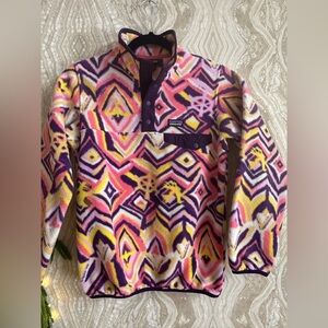 PATAGONIA Synchilla Snap T Fleece Girls L (12) Raven Tapestry Panther Purple EUC